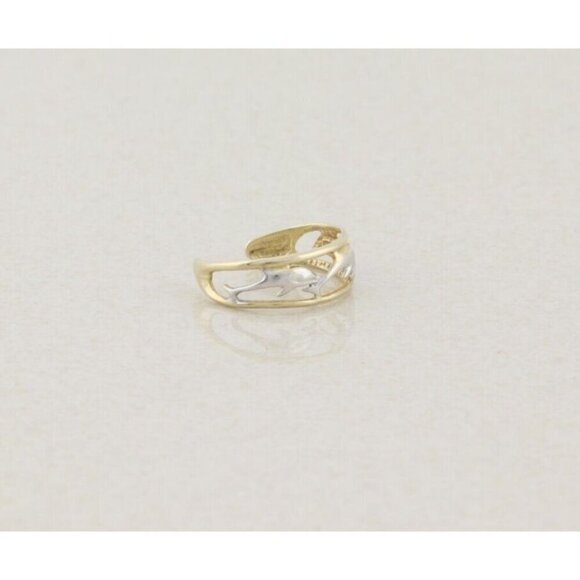 10k White Gold and Yellow Gold Dolphin Toe Ring Size 3 Adjustable - Picture 2 of 6